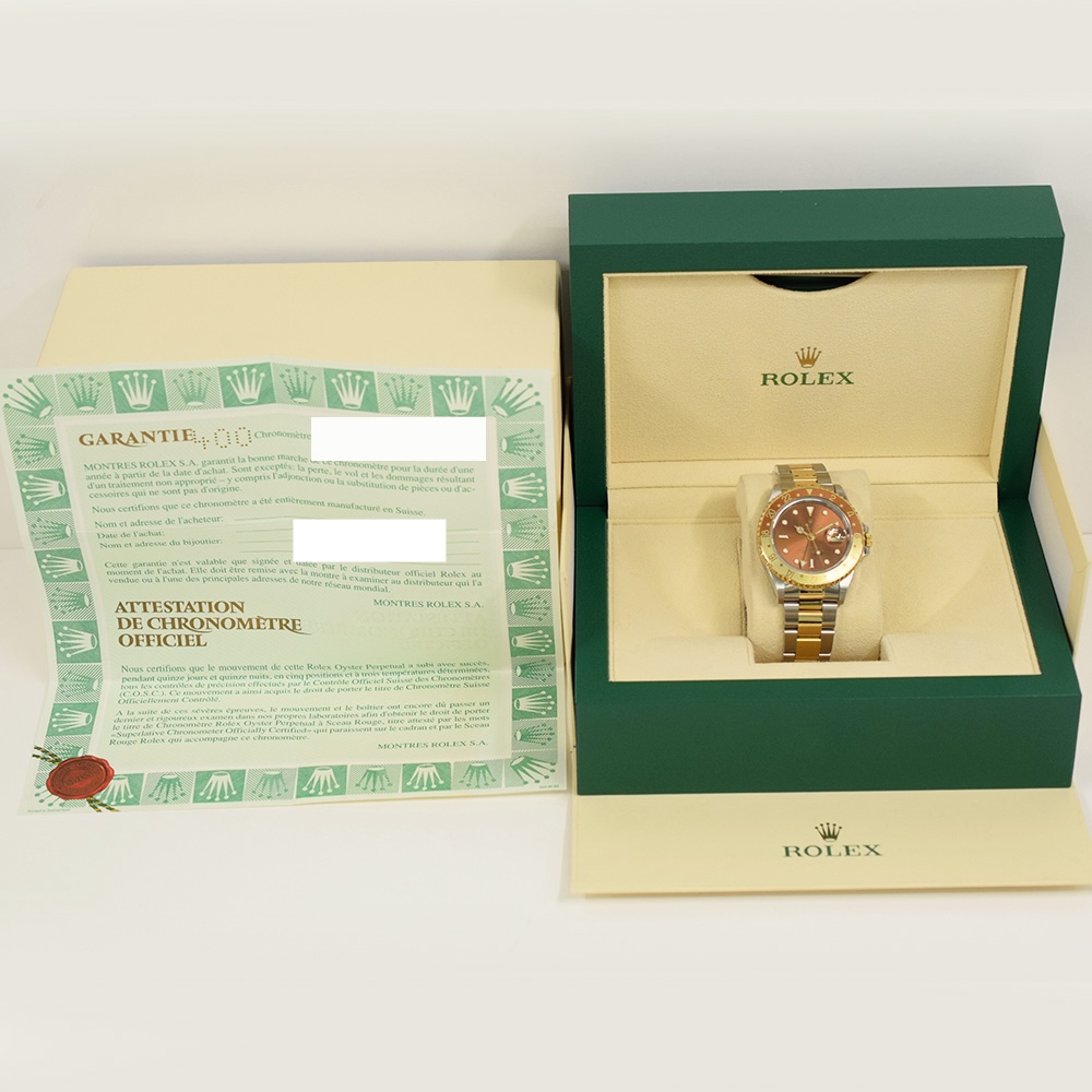 Rolex GMT-Master II Stainless Steel and Yellow Gold Chocolate Dial 16713