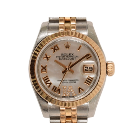 Rolex Lady-Datejust 26 Stainless Steel and Rose Gold White MOP VI Diamond Dial 179171NR