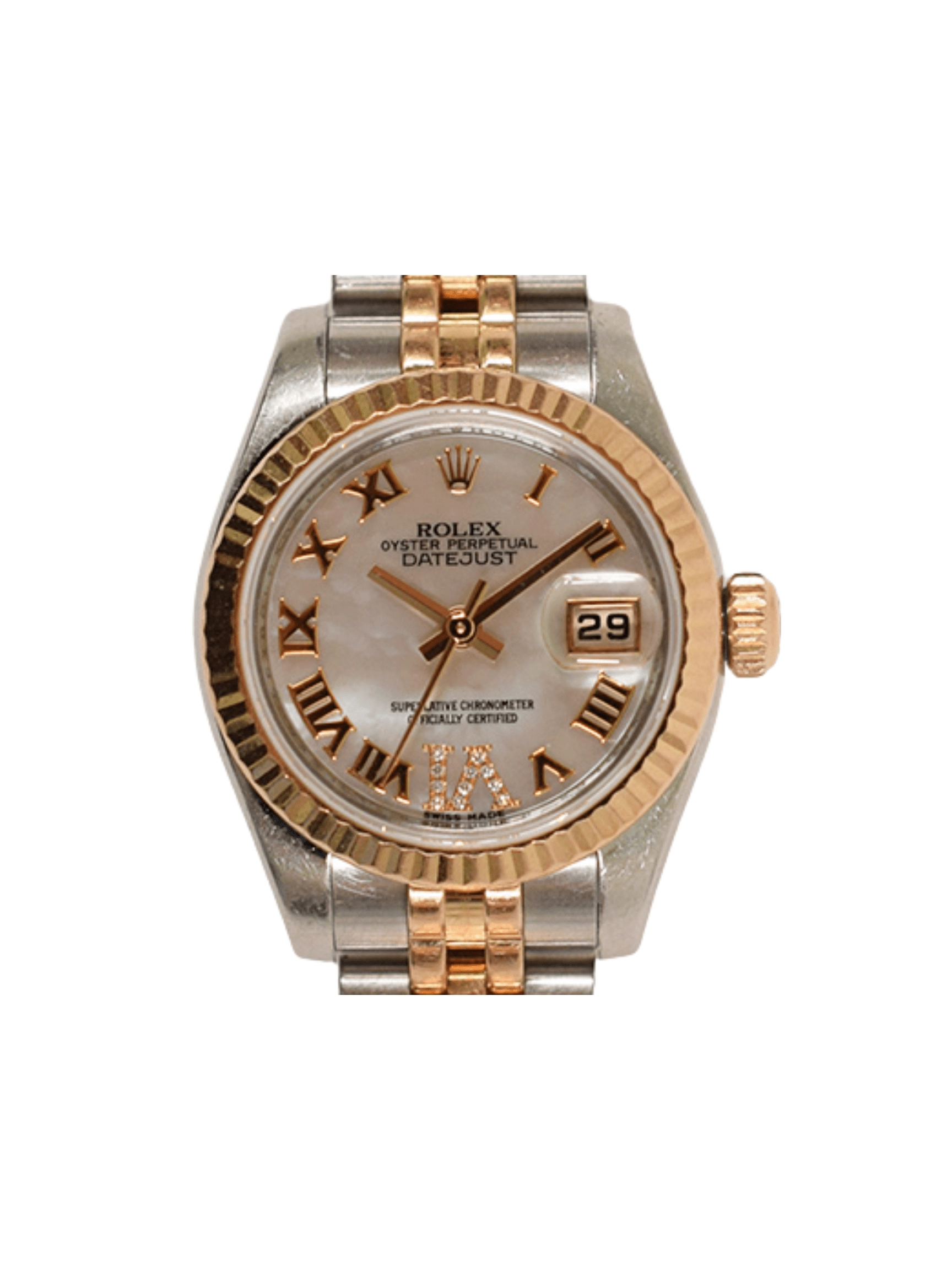 Rolex Lady-Datejust 26 Stainless Steel and Rose Gold White MOP VI Diamond Dial 179171NR