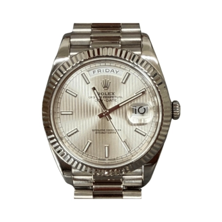 Rolex Day-Date 40 White Gold Silver Striped Dial 228239