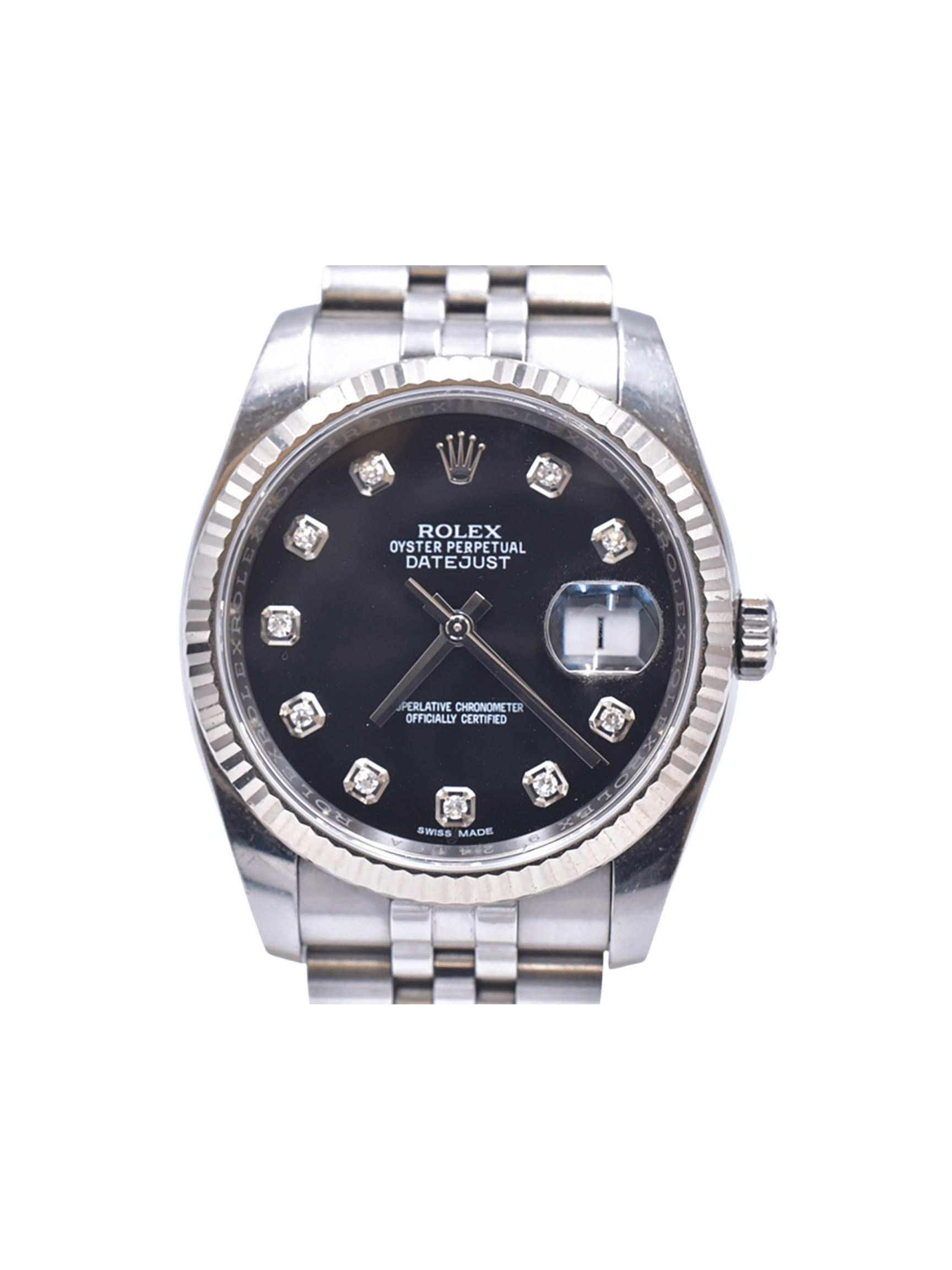Rolex Datejust 36 Stainless Steel and White Gold Black Diamond Dial 116234G