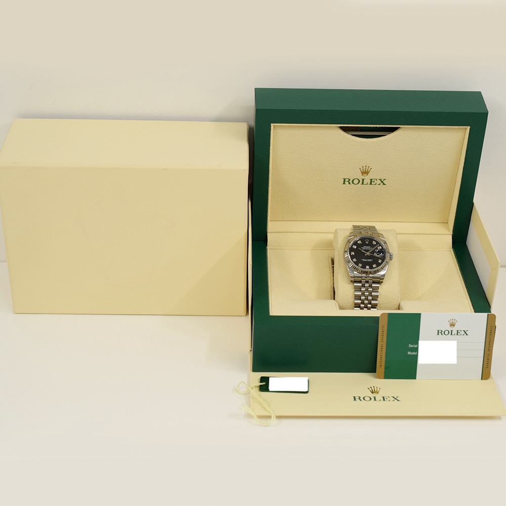 Rolex Datejust 36 Stainless Steel and White Gold Black Diamond Dial 116234G