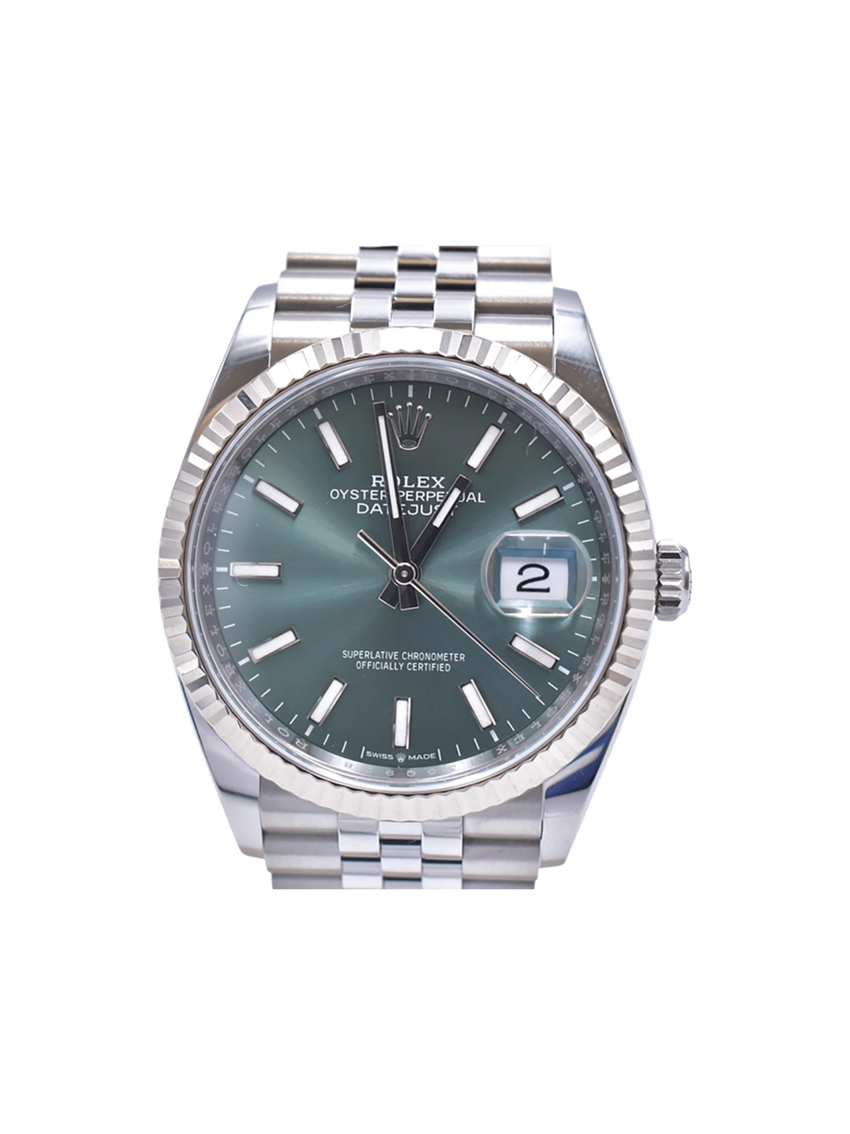 Rolex Datejust 36 Stainless Steel and White Gold Mint Green Dial 126234