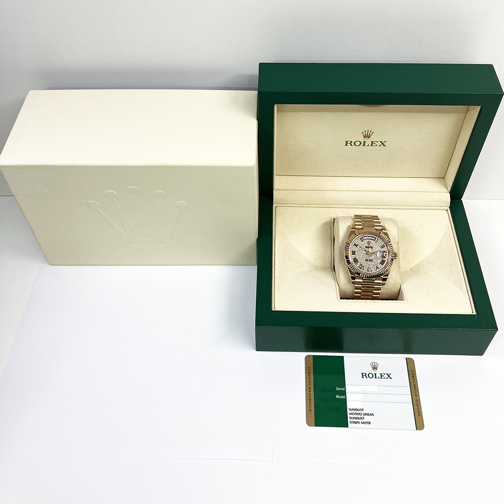 Rolex Day-Date 40 Rose Gold Pave Diamond Dial 228235 Bracelet