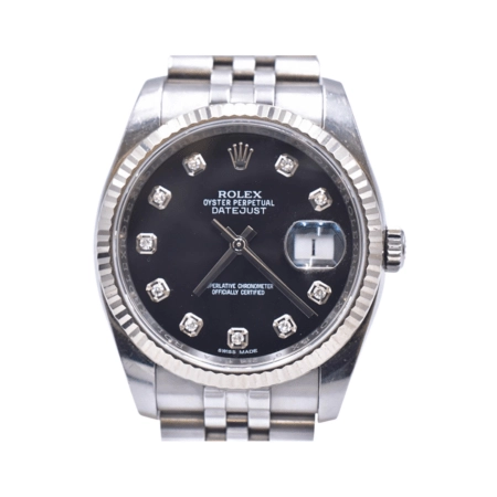 Rolex Datejust 36 Stainless Steel and White Gold Black Diamond Dial 116234G
