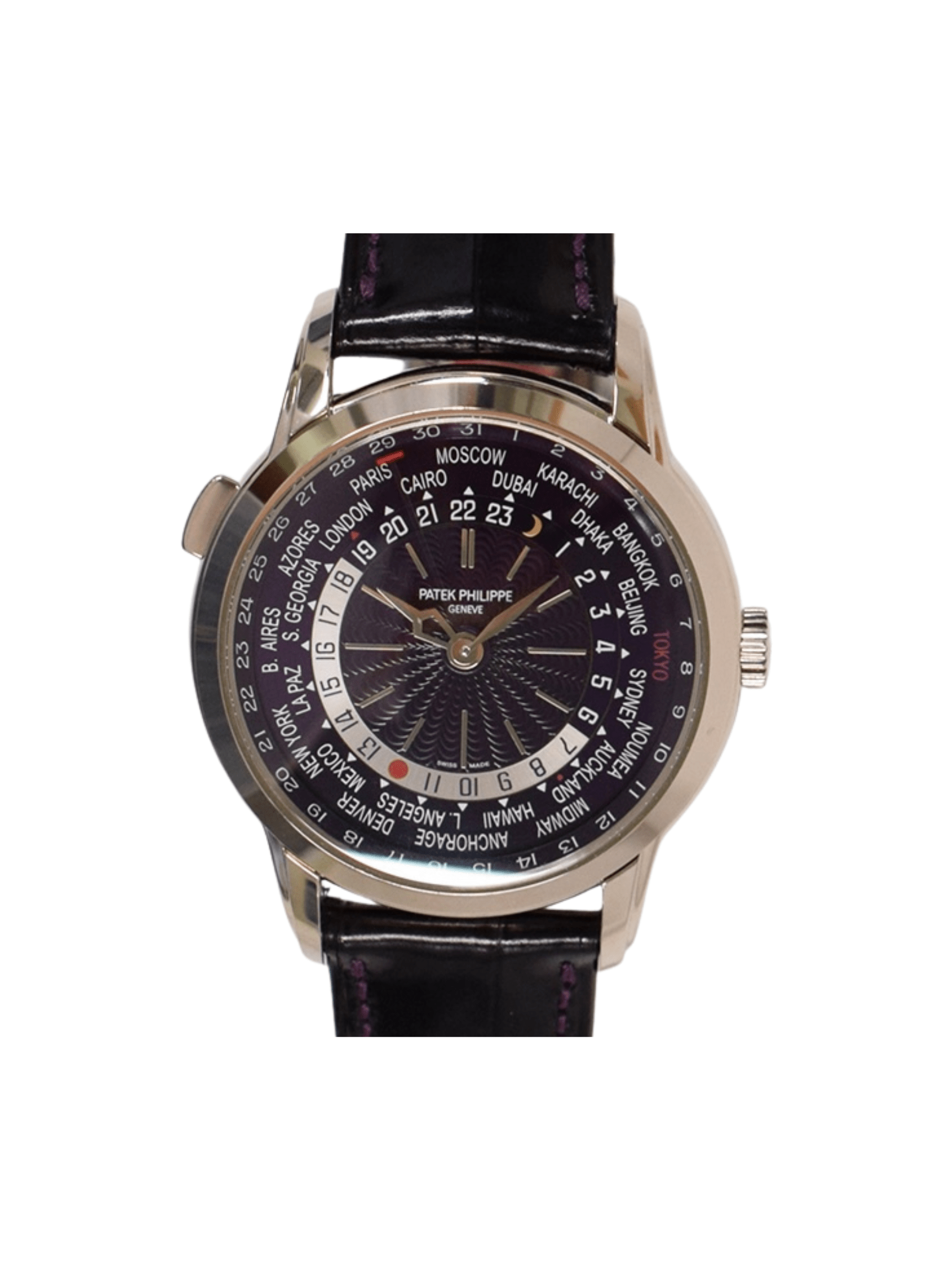 Patek Philippe Nautilus 40 World Time Date "Tokyo Edition" White Gold Purple Dial 5330G-010