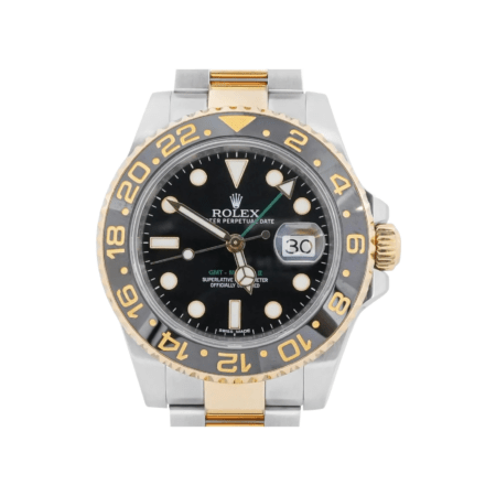 Rolex GMT-Master II Stainless Steel and Yellow Gold Black Dial 116713LN