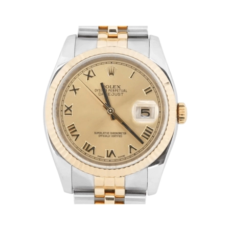 Rolex Datejust 36 Stainless Steel and Yellow Gold Champagne Roman Dial 116233