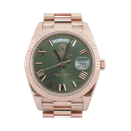 Rolex Day-Date 40 Rose Gold Olive Green Roman Dial 228235