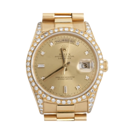 Rolex Day-Date 36 Yellow Gold Champagne Diamond Set Dial 18388