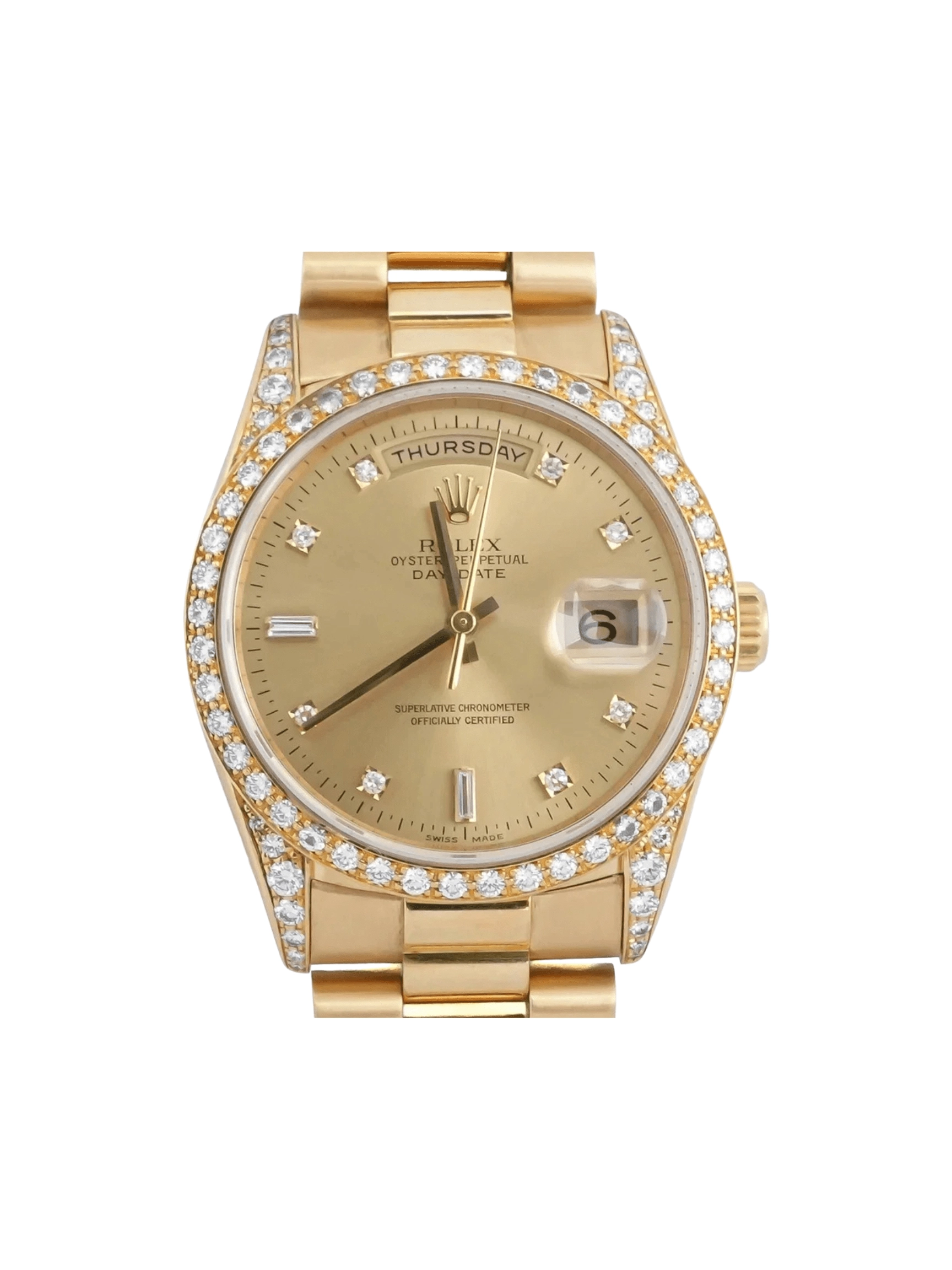 Rolex Day-Date 36 Yellow Gold Champagne Diamond Set Dial 18388