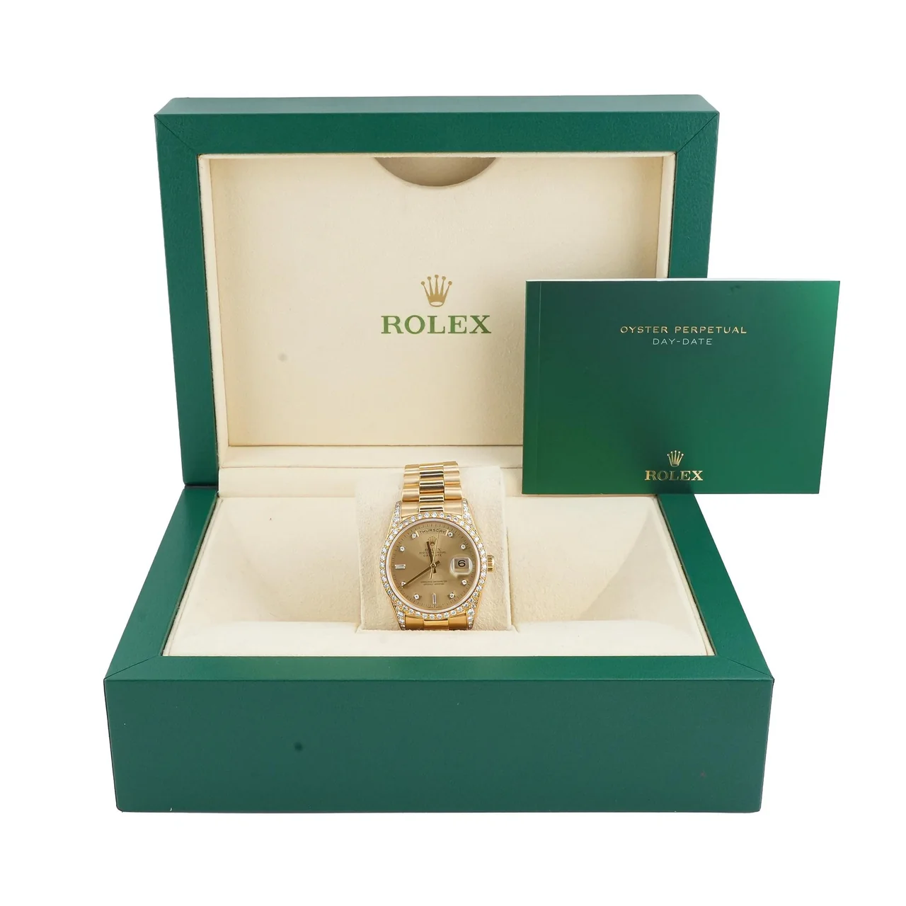 Rolex Day-Date 36 Yellow Gold Champagne Diamond Set Dial 18388
