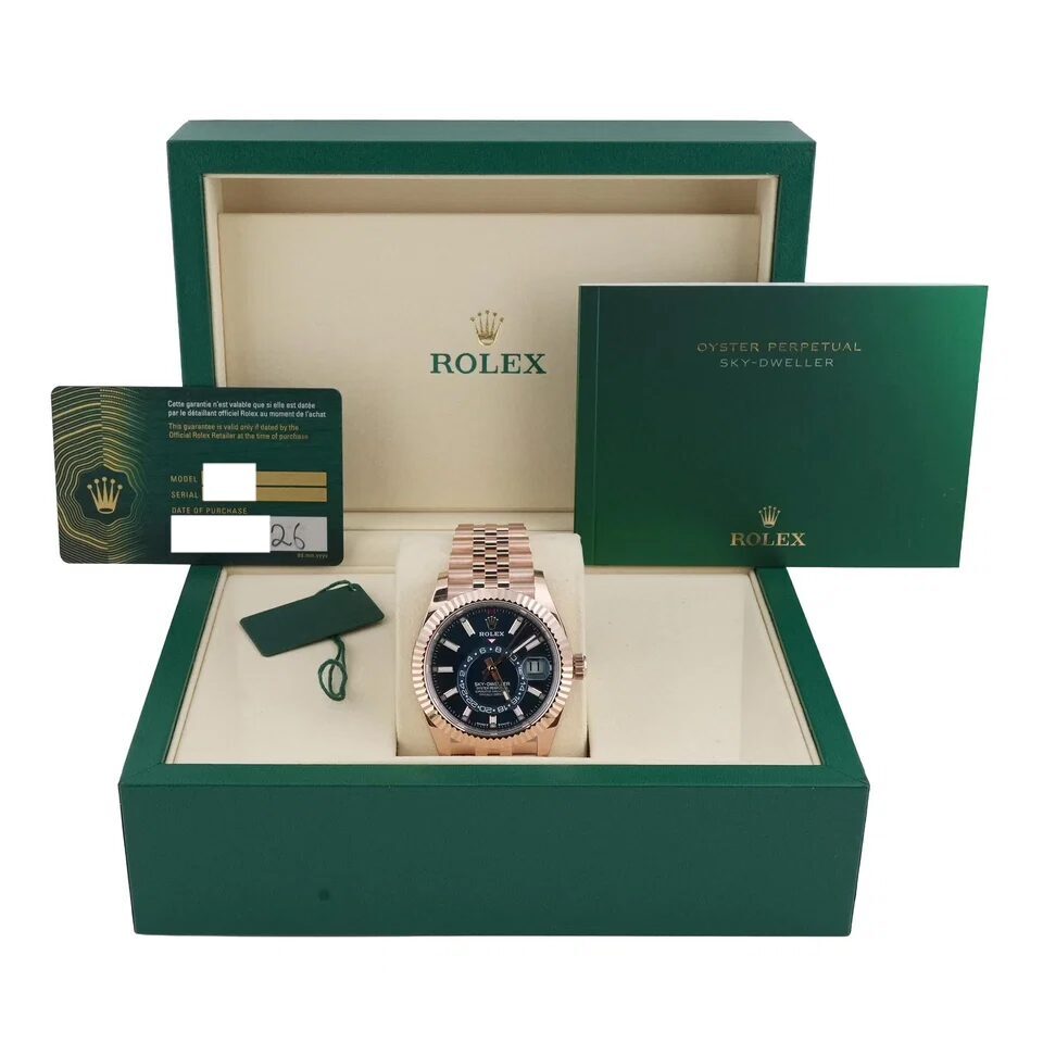Rolex Sky-Dweller Rose Gold Blue Stick Dial 336935