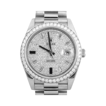 Rolex Day-Date 40 White Gold Diamond Bezel Paved Diamond Dial 228349RBR