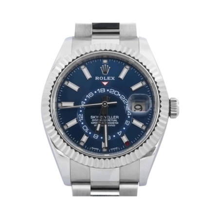 Rolex Sky-Dweller Stainless Steel and White Gold Blue Stick Dial 326934