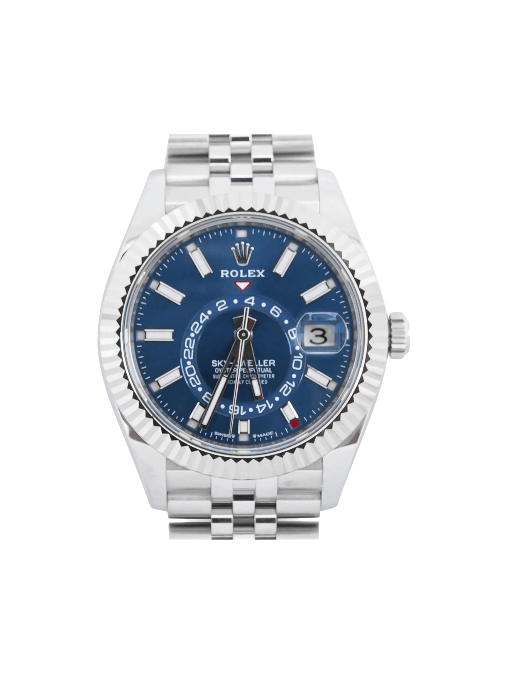 Rolex Sky-Dweller Stainless Steel and White Gold Blue Stick Dial 336934