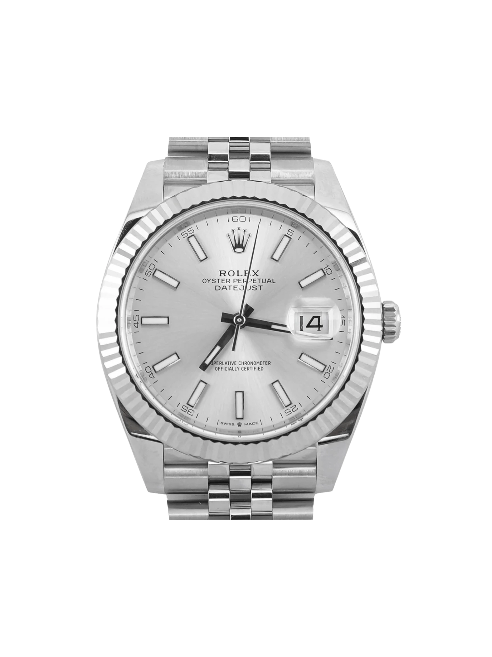 Rolex Datejust Stainless Steel and White Gold Silver Stick Dial 126334