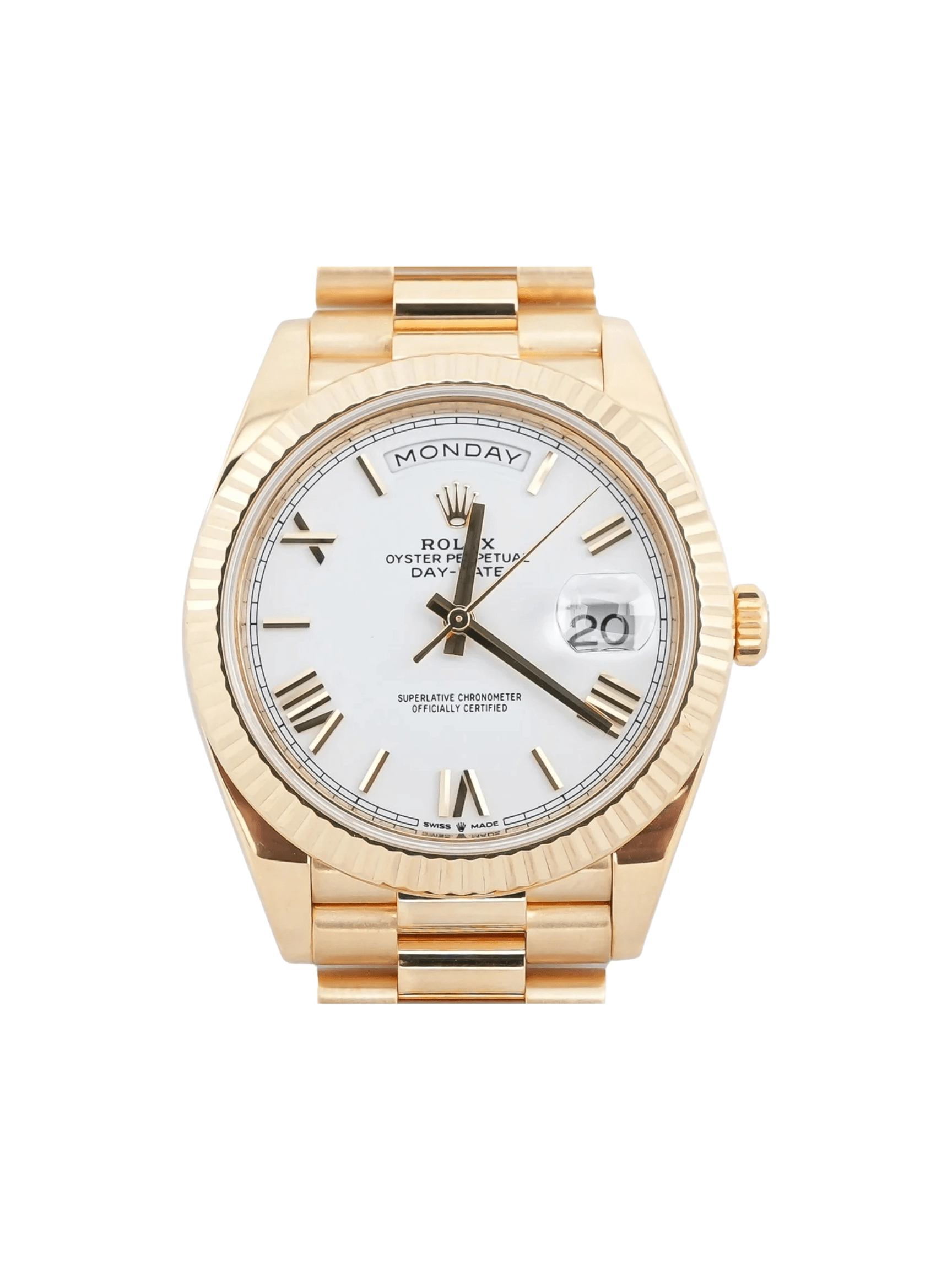 Rolex Day-Date 40 Yellow Gold White Roman Dial 228238
