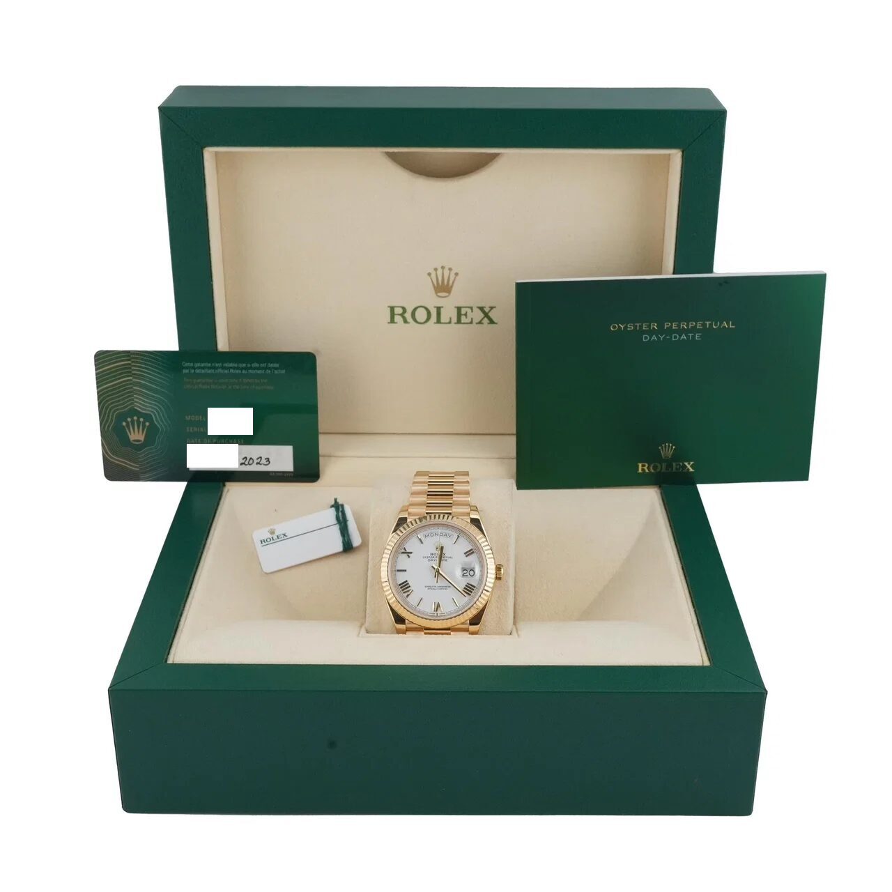 Rolex Day-Date 40 Yellow Gold White Roman Dial 228238