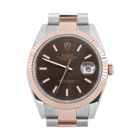Rolex Datejust 41 Stainless Steel and Rose Gold Brown Stick Dial 126331