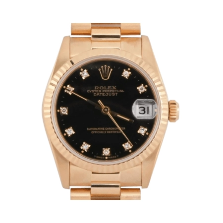 Rolex Datejust 31 Yellow Gold Black Diamond Dial 68278