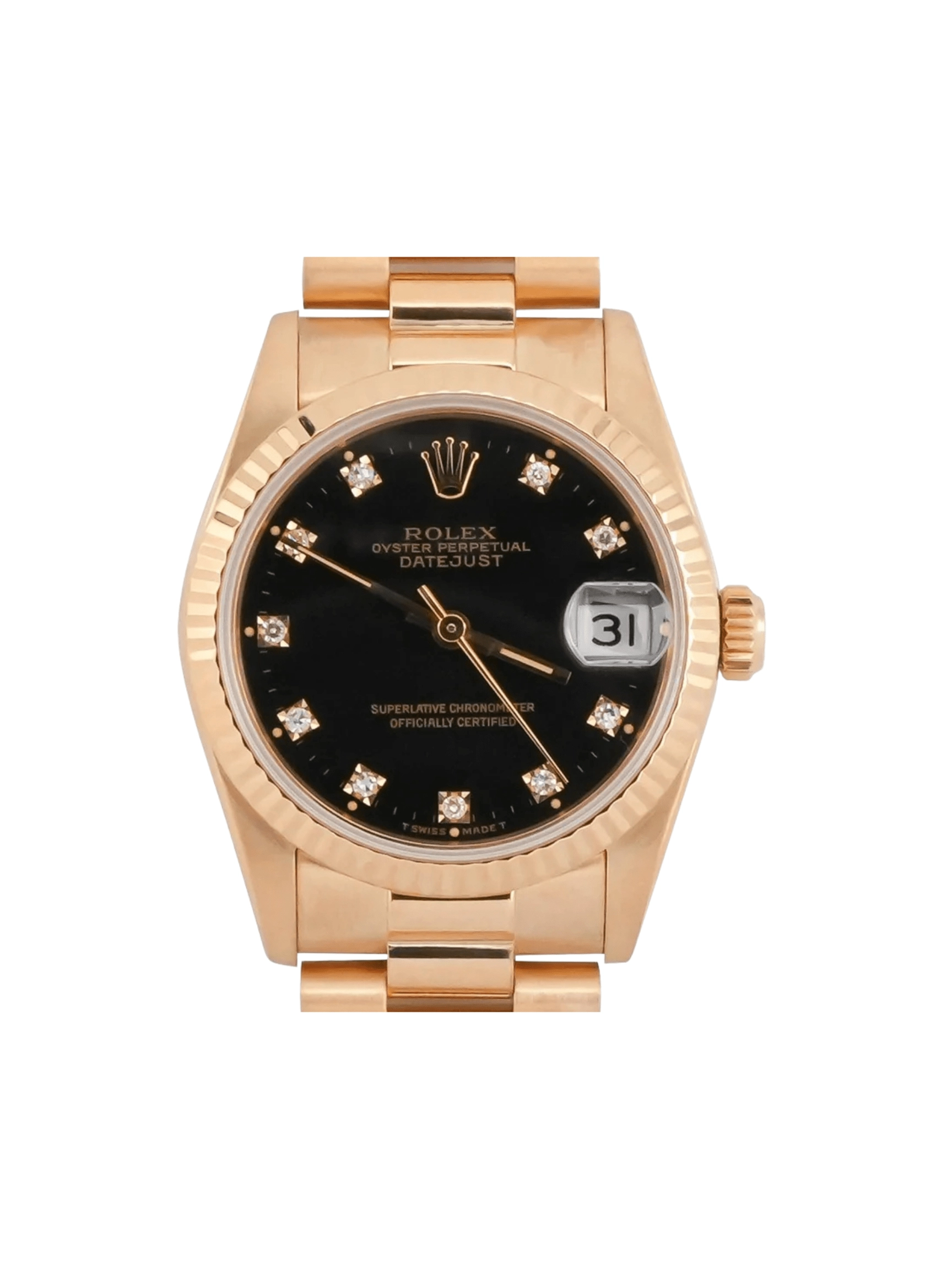 Rolex Datejust 31 Yellow Gold Black Diamond Dial 68278