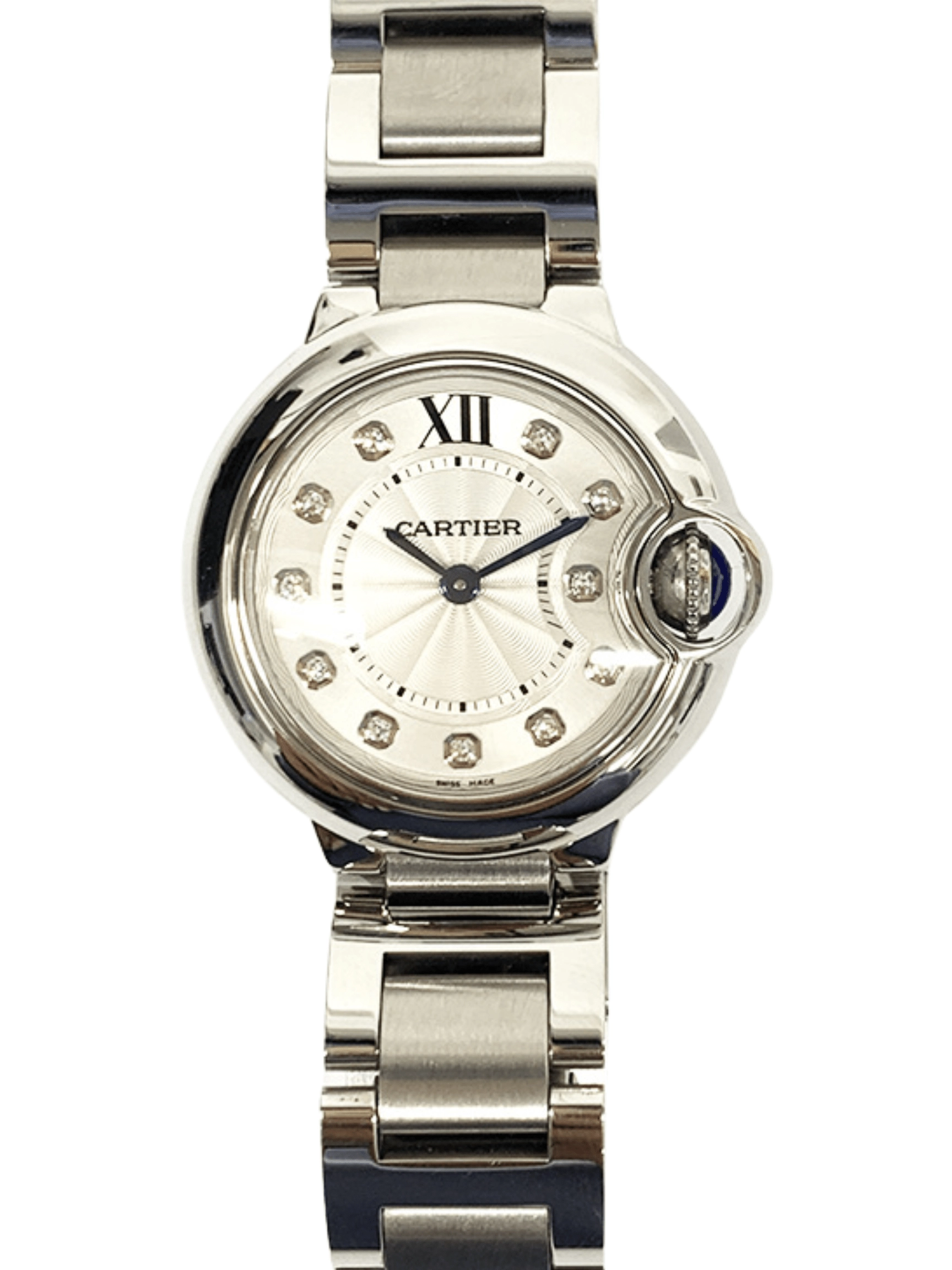 Cartier Ballon Bleu 28mm Steel Silver Diamond Dial WE902073 Bracelet