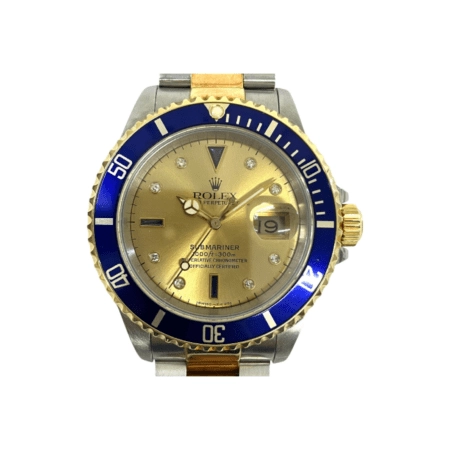Rolex Submariner Date Stainless Steel Yellow Gold Champagne Diamond Dial 16613SG