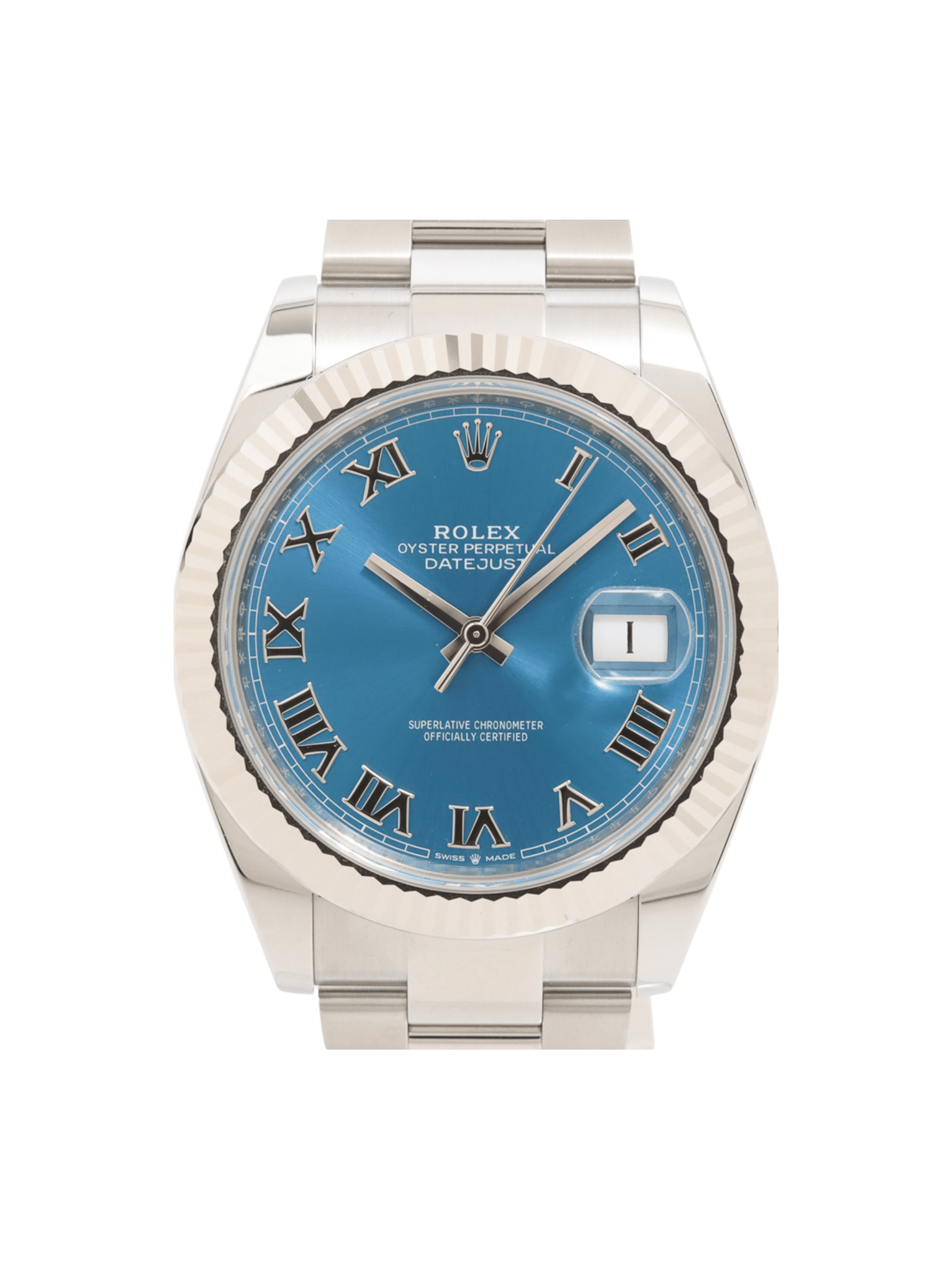 Rolex Datejust 41 Silver and White Gold Blue Roman Dial 126334