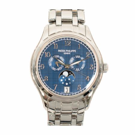 Patek Philippe Annual Calendar Moon Phase Stainless Steel Blue Arabic Dial 4947/1A-001