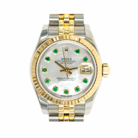 Rolex Lady-Datejust 26mm Stainless Steel/Yellow Gold White MOP Emerald Dial 179173NGE