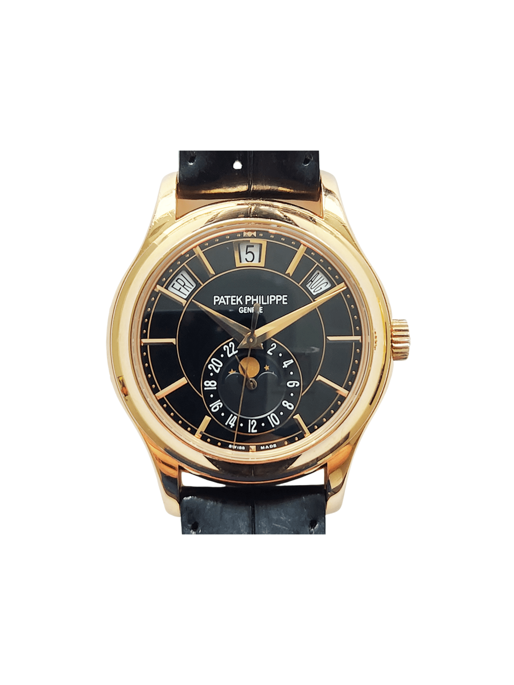 Patek Philippe Annual Calendar Rose Gold Black Stick Dial 5205R-010