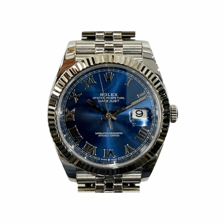 Rolex Datejust Stainless Steel White Gold Blue Roman Dial 126334