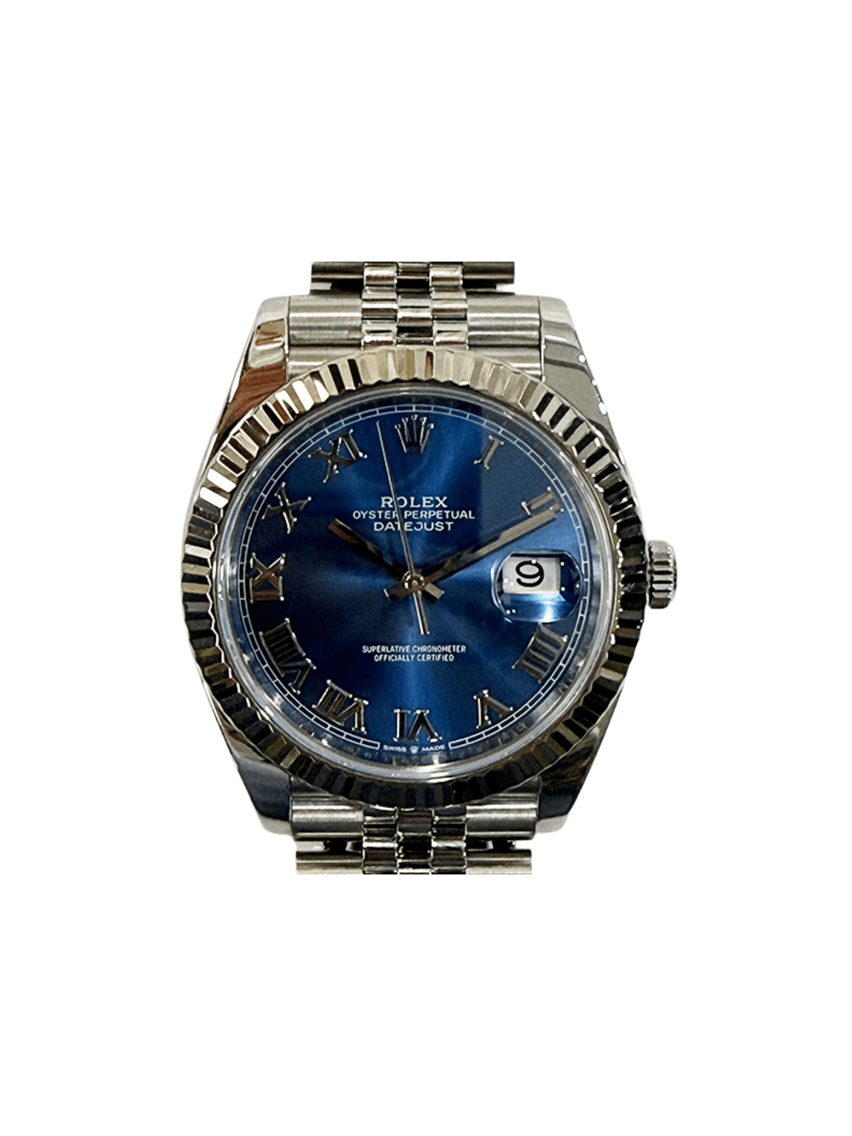 Rolex Datejust Stainless Steel White Gold Blue Roman Dial 126334