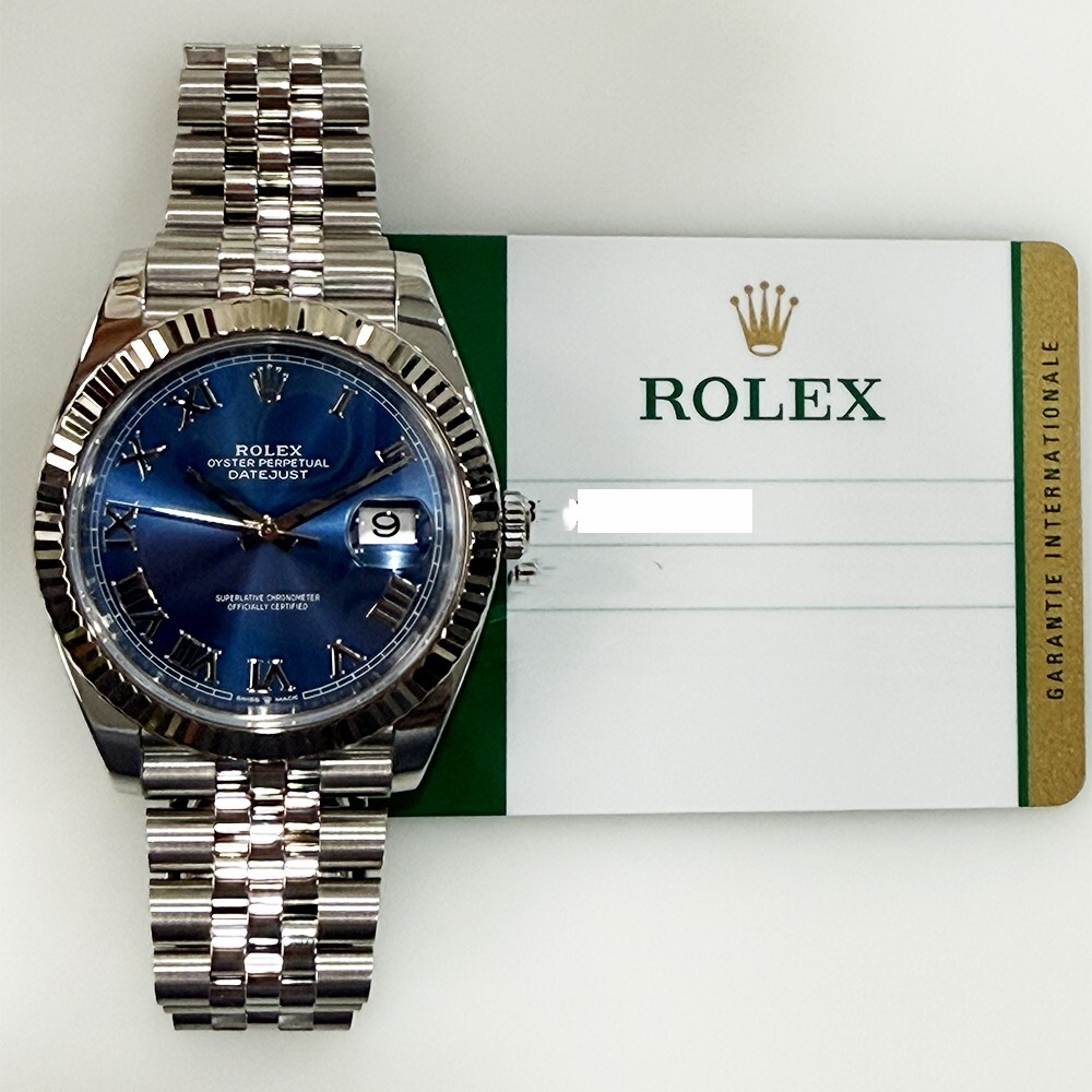 Rolex Datejust Stainless Steel White Gold Blue Roman Dial 126334