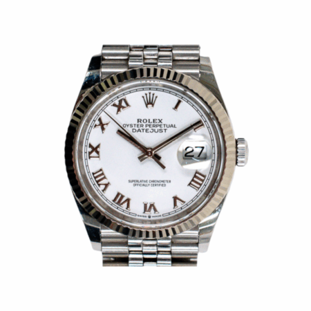 Rolex Datejust Stainless Steel and White Gold White Roman Dial 126234