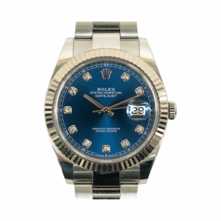 Rolex Datejust 41 Stainless Steel and White Gold Blue Diamond Dial 126334G