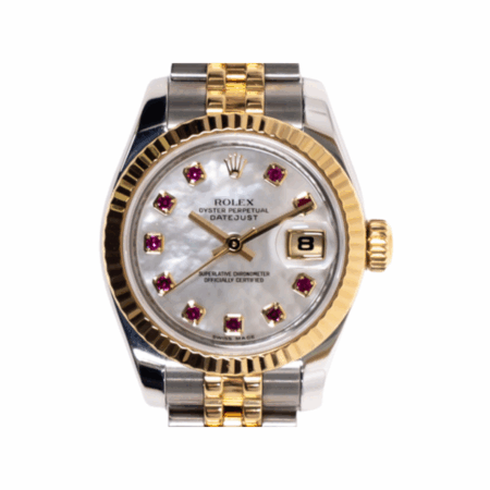 Rolex Lady-Datejust Stainless Steel/Yellow Gold White MOP Ruby Dial 179173NGR