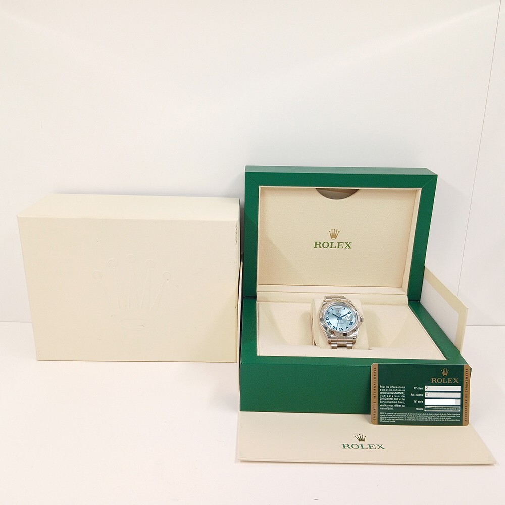 Rolex Day-Date II Platinum Ice Blue Roman Dial 218206