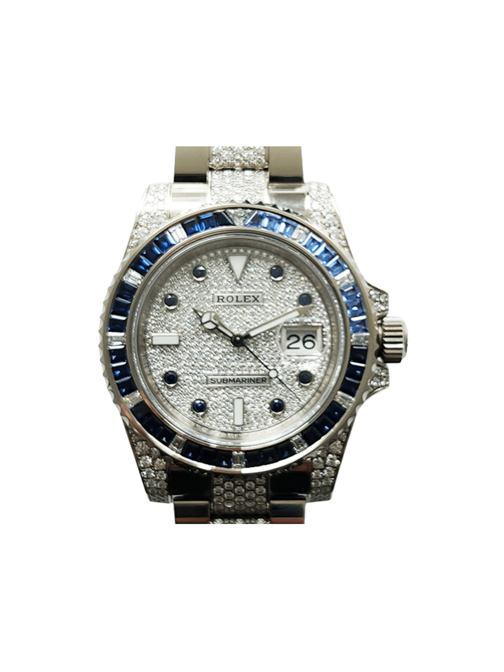 Rolex Submariner Sapphire Bezel White Gold Pave Diamond Dial 116659SABR