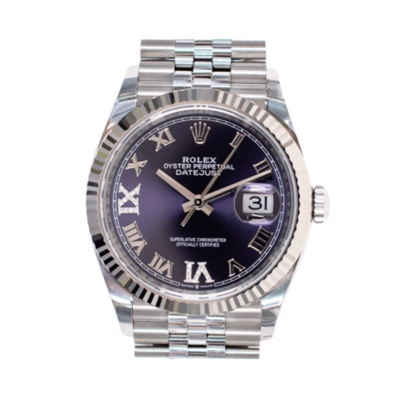Rolex Datejust 36 Steel and White Gold Purple "VI & IX" Diamond 126234
