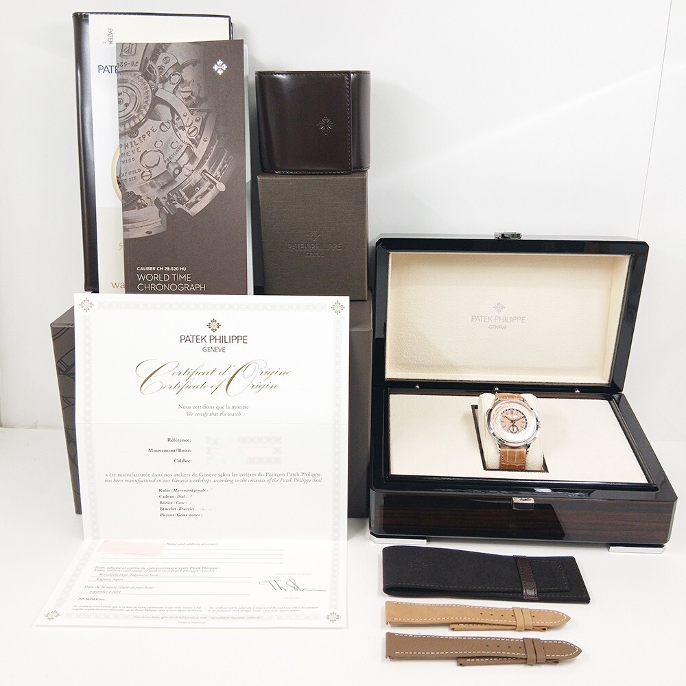 Patek Philippe World Time Chronograph Flyback Stainless Steel Rose Dial 5935A-001