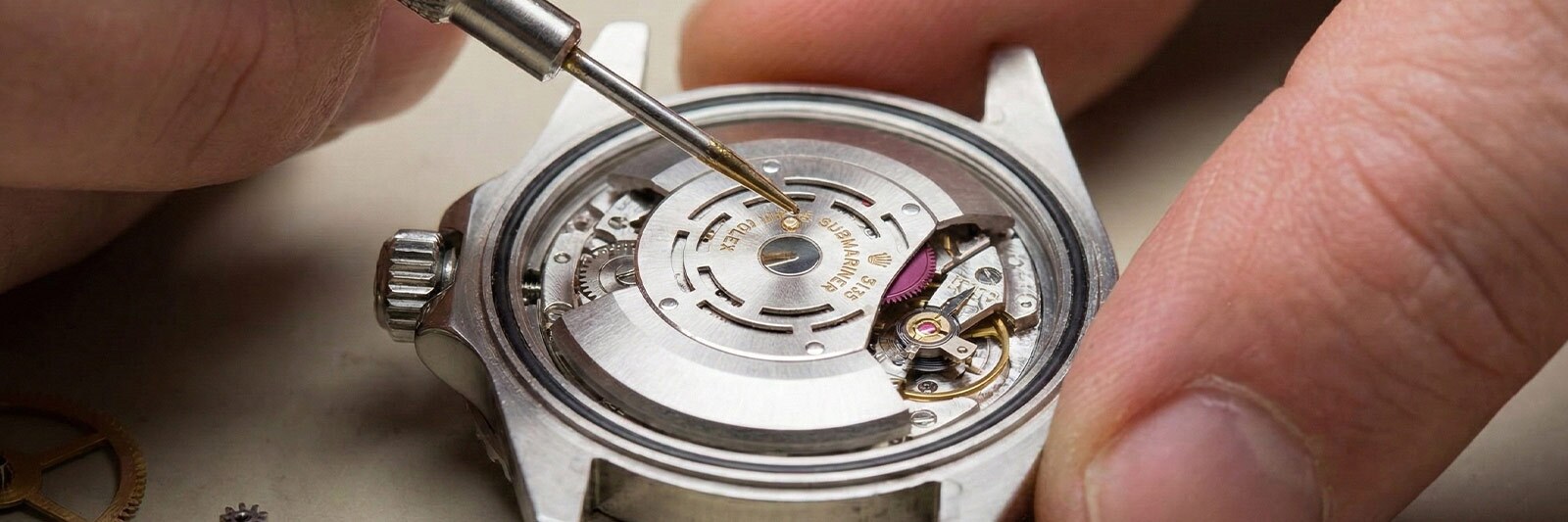 Rolex Submariner being overhauled by a watch expert