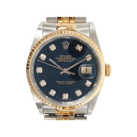 Rolex Datejust 36 Stainless Steel and Yellow Gold Black Diamond Dial 16233