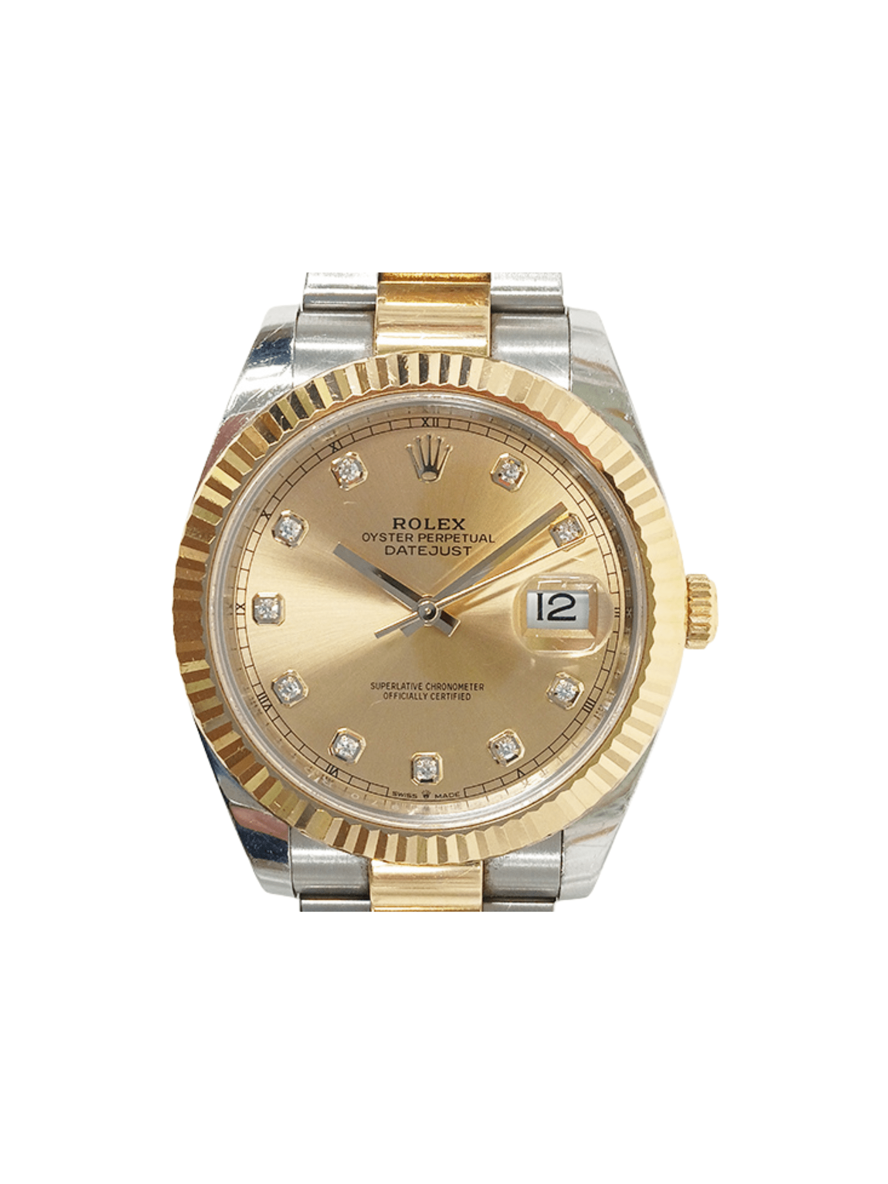 Rolex Datejust 41 Stainless Steel Yellow Gold Champagne Diamond Dial 126333G