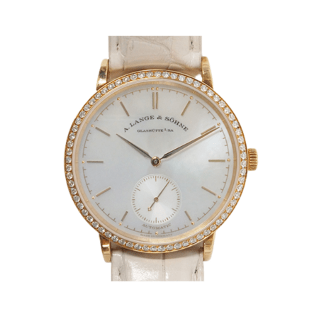 A. Lange & Söhne Saxonia Automatic Yellow Gold Diamond Bezel Silver Stick Dial 840.021