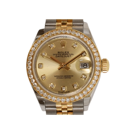 Rolex Lady-Datejust Stainless Steel Yellow Gold Champagne Diamond Dial 279383RBR
