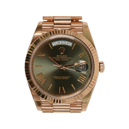 Rolex Day-Date 40 Rose Gold with Olive Green Roman Dial 228235