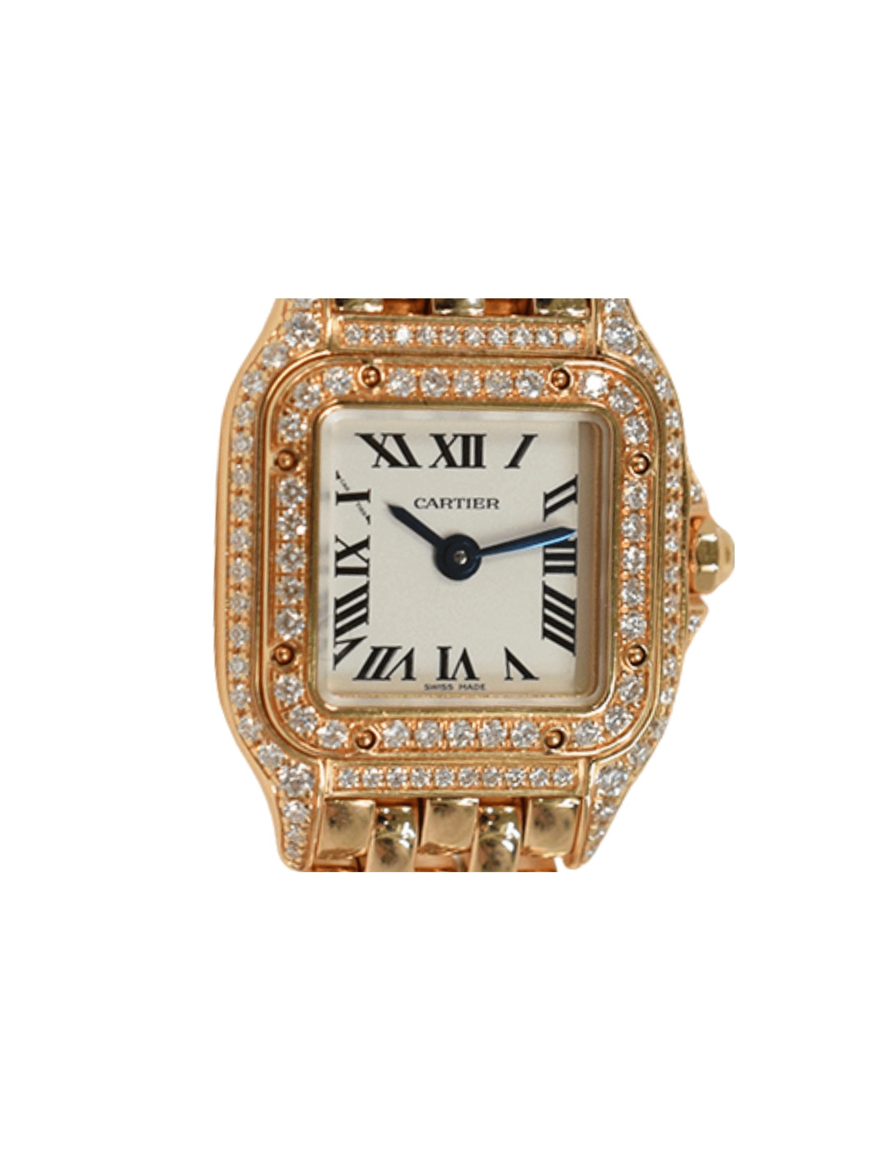 Cartier Panthère Mini Diamonds Diamond Bezel Rose Gold White Roman Dial WJPN0013