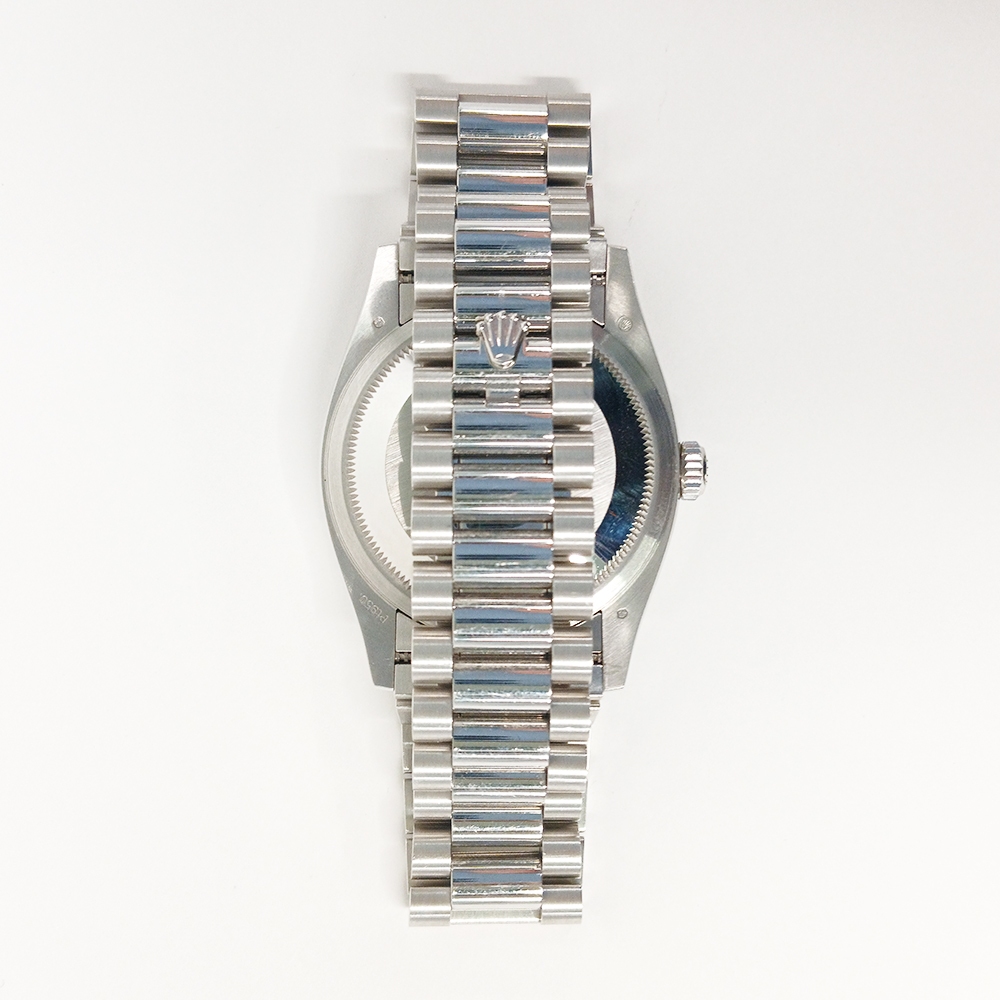 Rolex Day-Date 36 Platinum Baguette Diamond Bezel Blue Diamond Dial 128396TBR